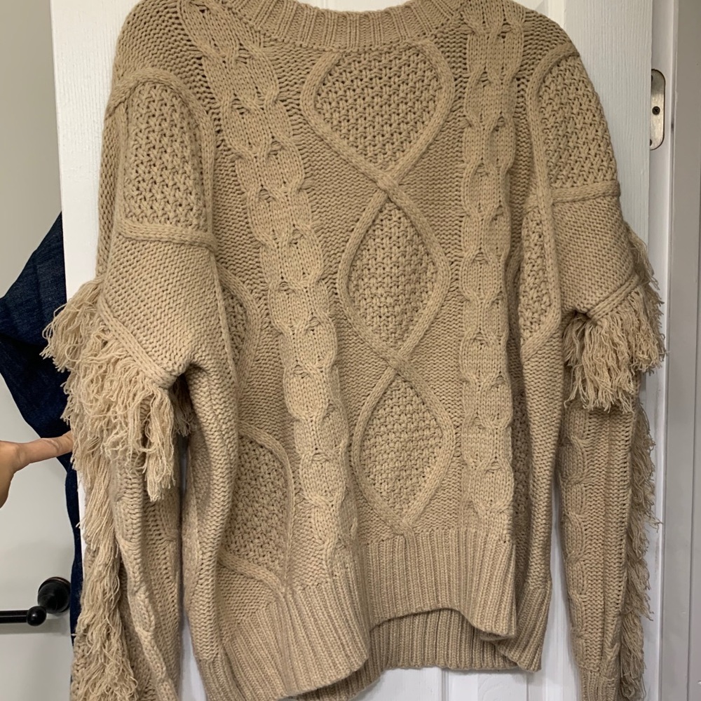 Fringe Cable Knit Sweater from Vici